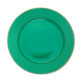 Prato Raso Porcelana Drops Verde com Detalhe Metalizado - 27 cm - Ela Decora